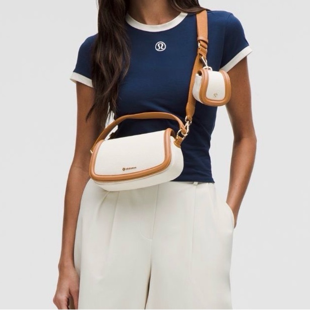 NWT Lululemon Canvas Mini Bag Natural/Chestnut Brown - Picture 4 of 16